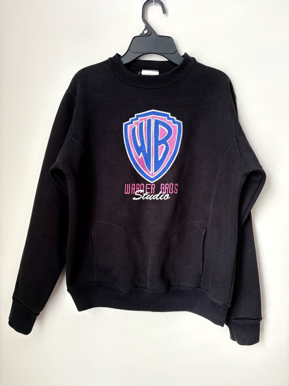Warner Bros. Black Sweatshirt with White WB Shield size S